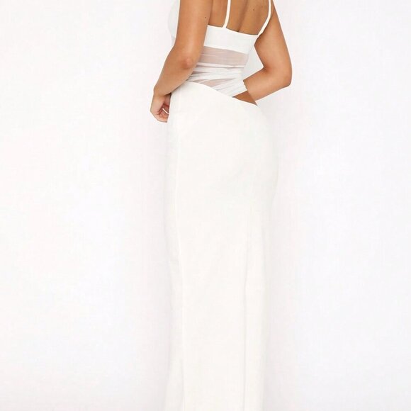 White Sexy Women's Mesh Patchwork Sling Dress - Picture 4 of 4